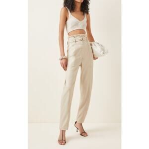 Jonathan Simkhai - Leela Faux-Leather Paperbag-Waist Trousers - Size 6 - NWT